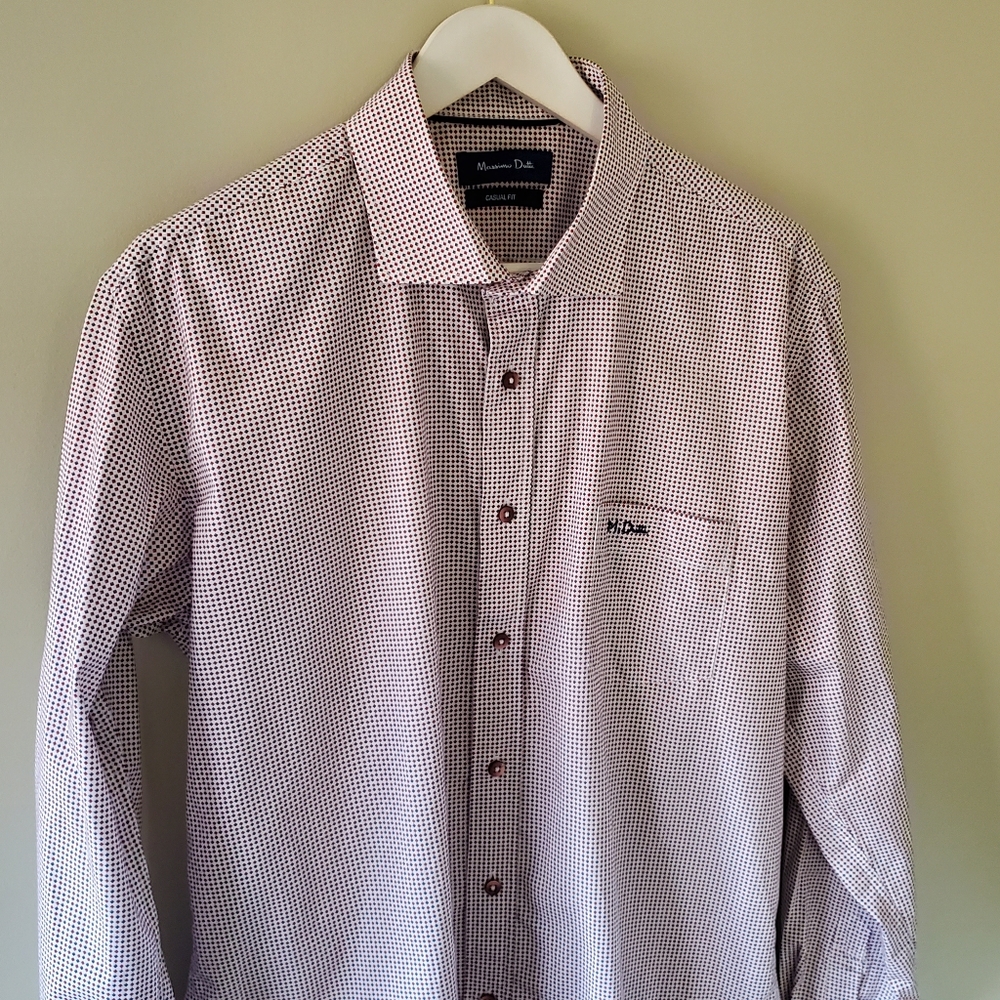 Massimo Dutti XL Old Money Corpcore Preppy Geometric Button Down Dress Shirt